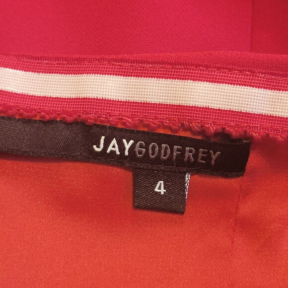 Jay Godfrey Off Shoulder Ruffle Red Midi Sheath Dress Size 4 Cocktail Formal - Picture 13 of 16